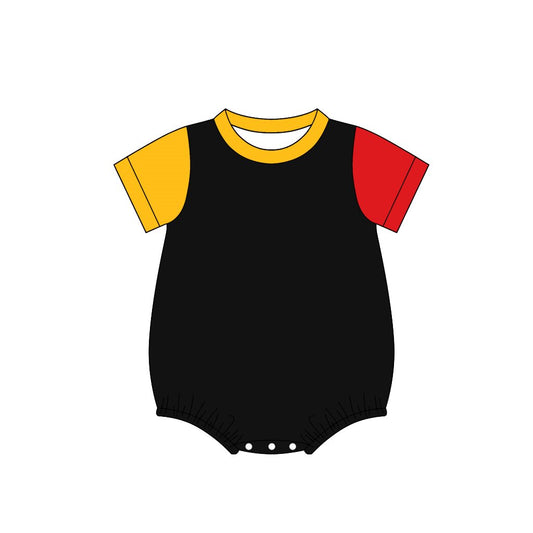 5.9 SR4270 Preorder Yellow Red Black Patchwork Baby Summer Cotton Romper