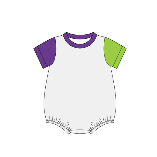 5.9 SR4271 Preorder Purple Green Grey Patchwork Baby Summer Cotton Romper