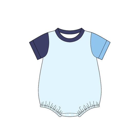 5.9 SR4273 Preorder Navy Blue Patchwork Baby Summer Cotton Romper