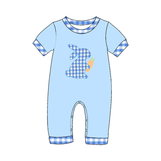 8.26 SR4297 Preorder Baby Boys Easter Gingham Rabbit Romper