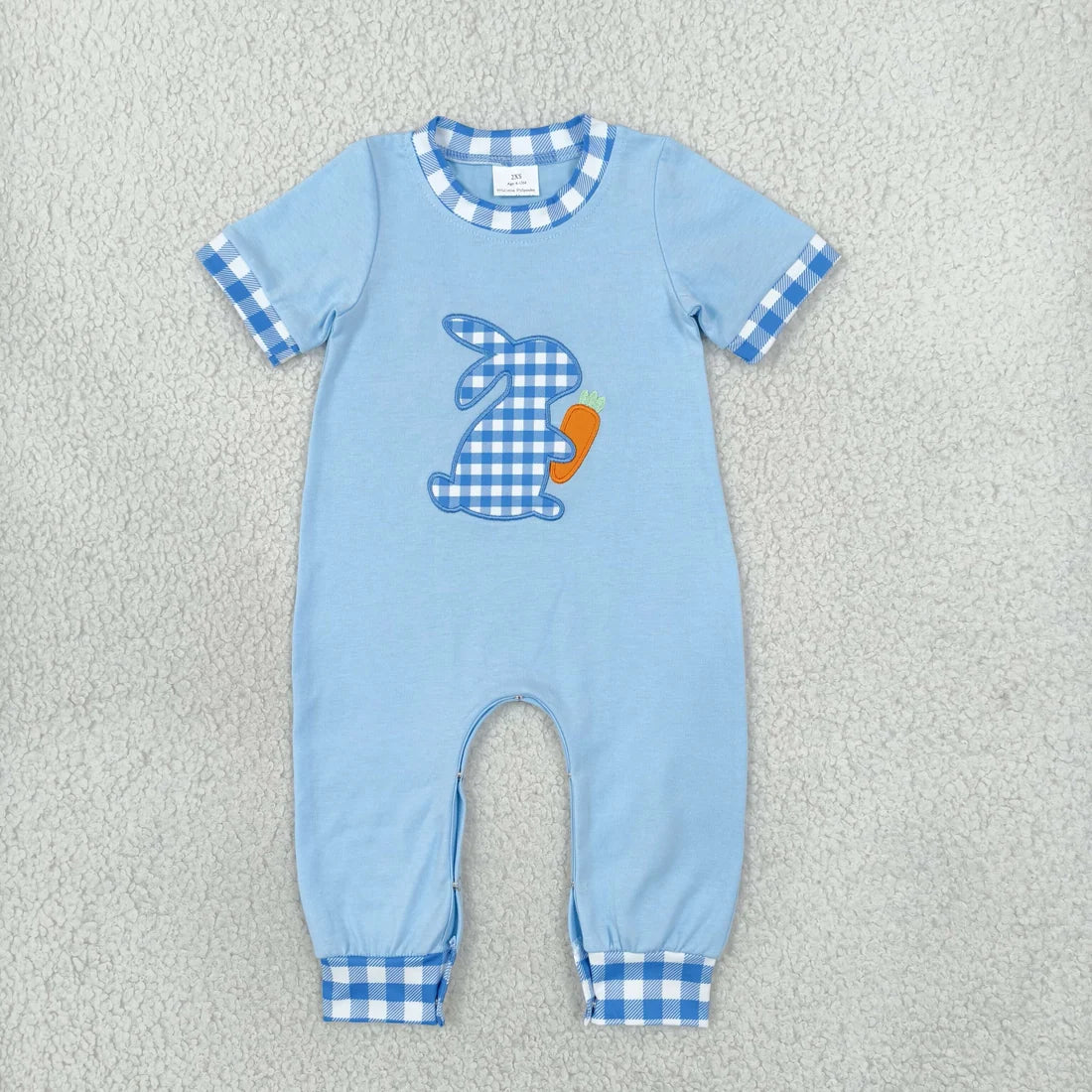 Sibling Baby  Boys Easter Gingham Rabbot Pants Outfit +Romper