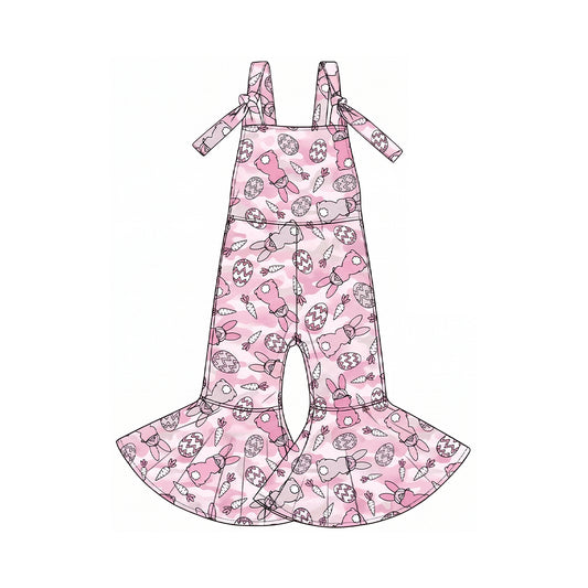9.3 SR4308 Preorder Baby Girls Pink Camo Easter Bunny Jumpsuit