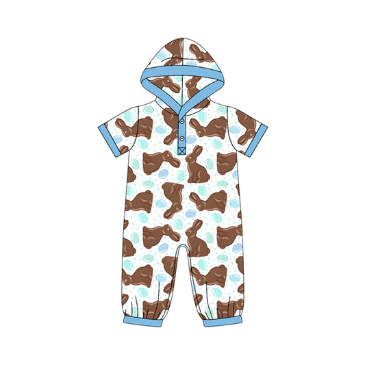 10.9 SR4339 Preorder Bunny Eggs Print Baby Boys Easter Hoodie Romper
