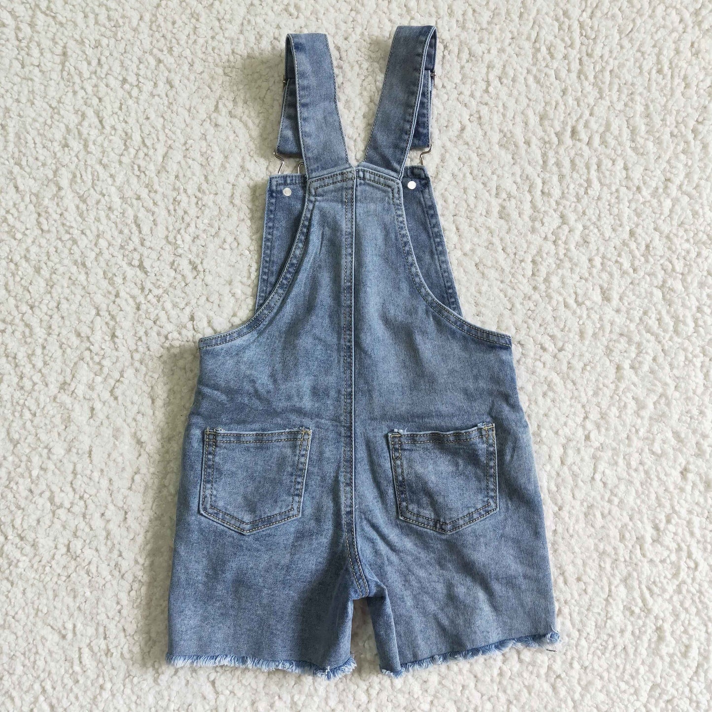 Baby girls blue suspender denim overall shorts jumpsuit SS0016