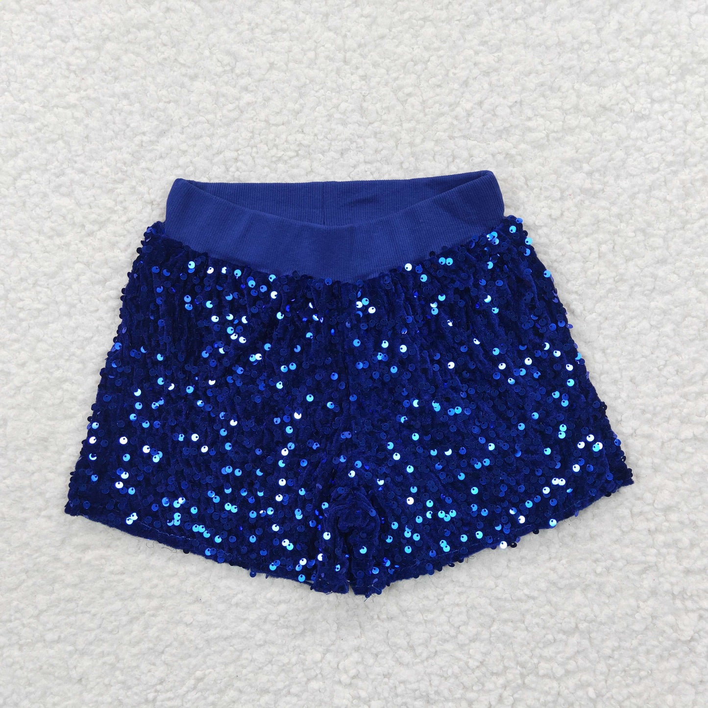 SS0038 Blue Baby Girls Sequins Shorts