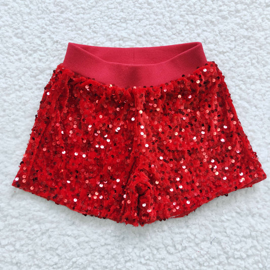 SS0098 Red Baby Girls Sequins Shorts