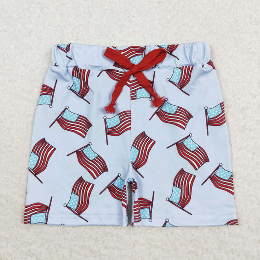SS0174 Flag Print Kids 4th of July Bottom Shorts