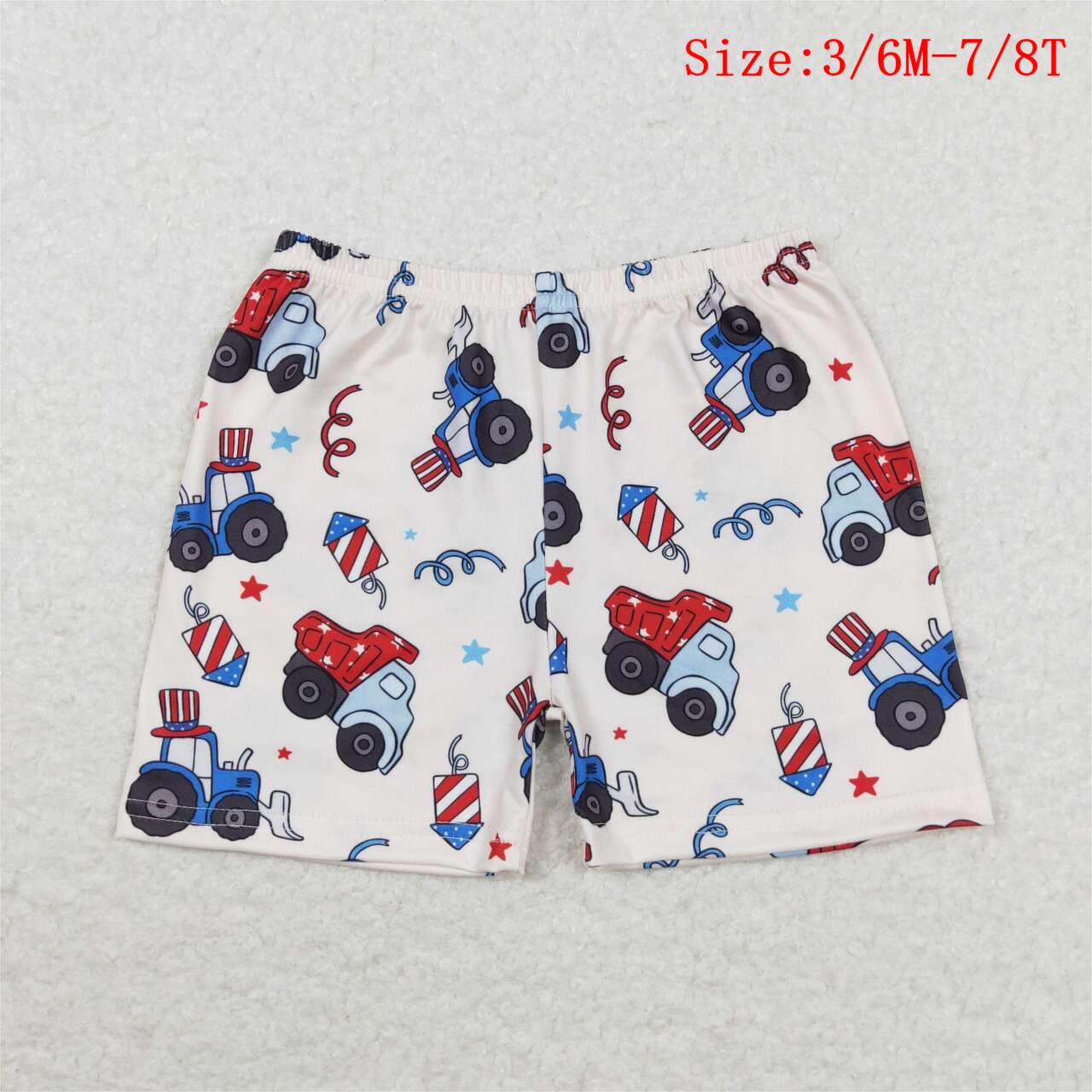 SS0257 Trucks Stars Kids 4th of July Bottom Shorts