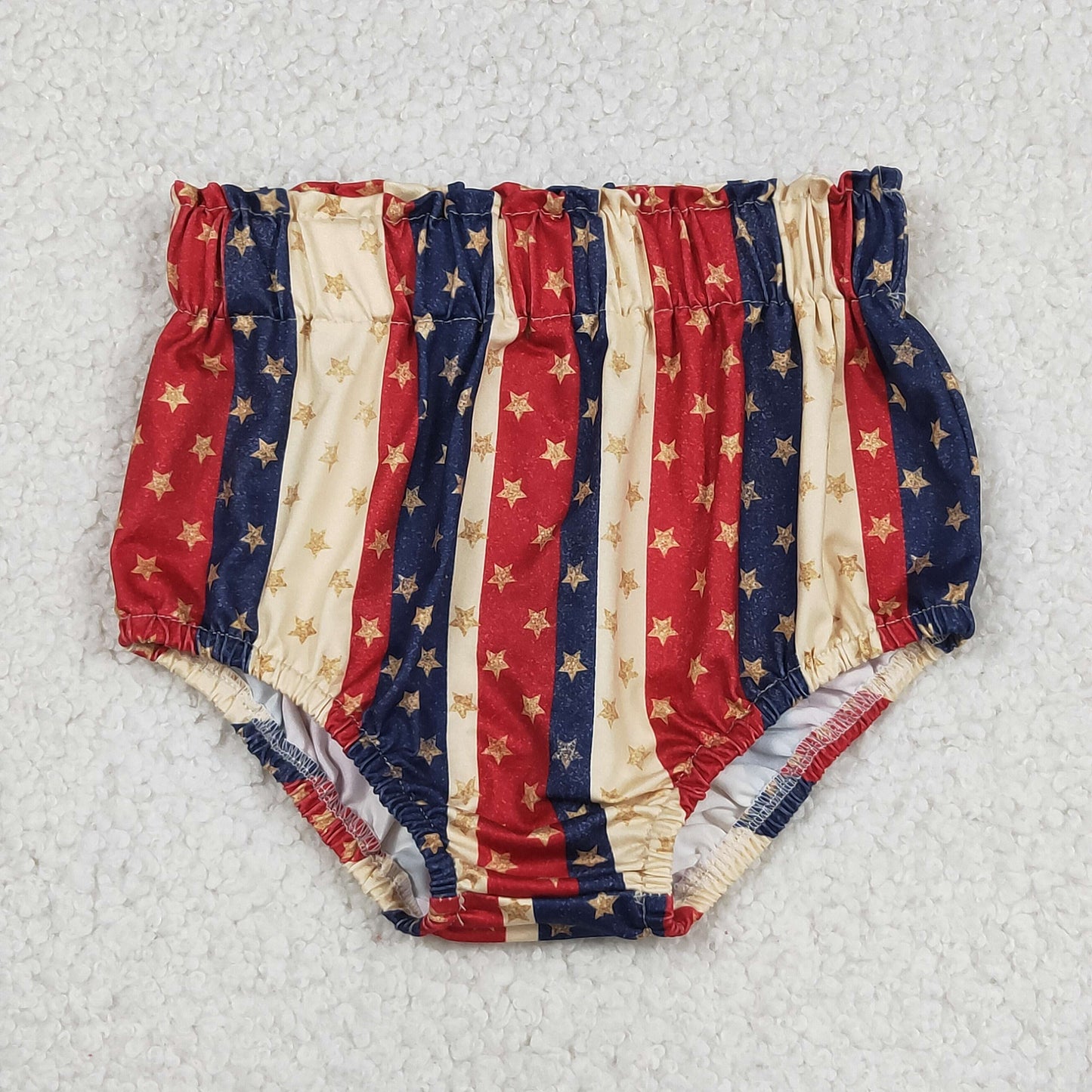 Baby Girls 4th Of July Stars Elastic Bottoms Bummies Shorts