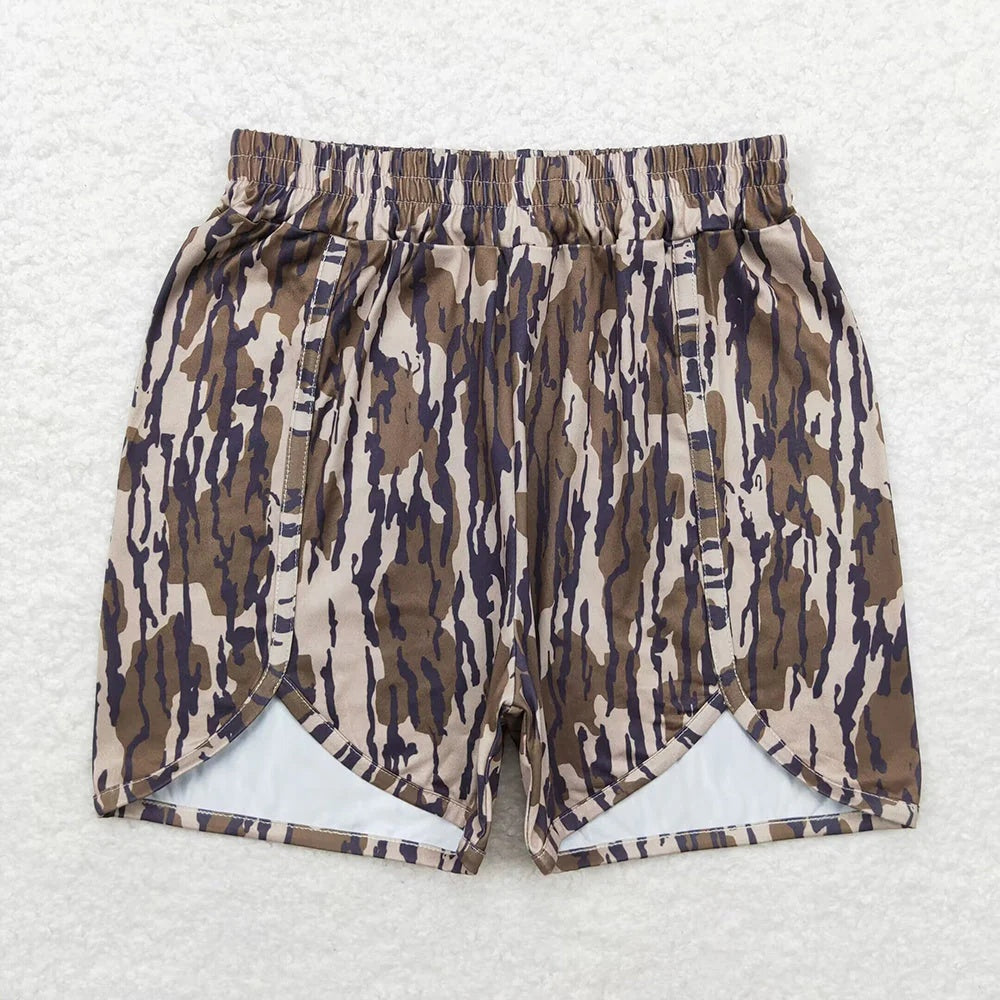 Women Camo Print Running Shorts - 5 Colors Elastic Waist Athletic Shorts with Pockets