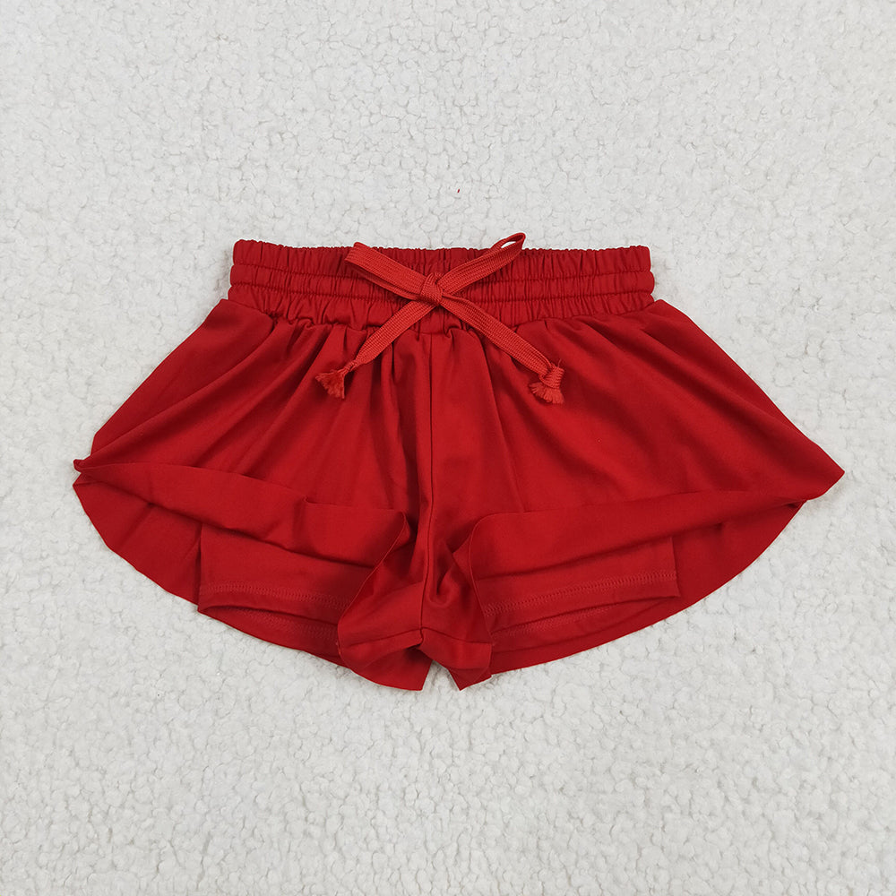 10 Solid Colors Girls Summer Bottom Flutter Yoga Shorts Sibling Matching Wear