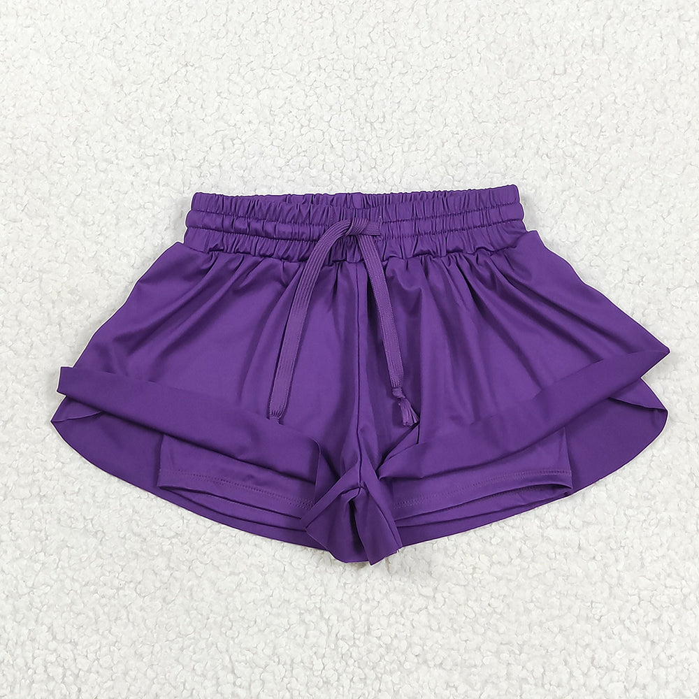 10 Solid Colors Girls Summer Bottom Flutter Yoga Shorts Sibling Matching Wear