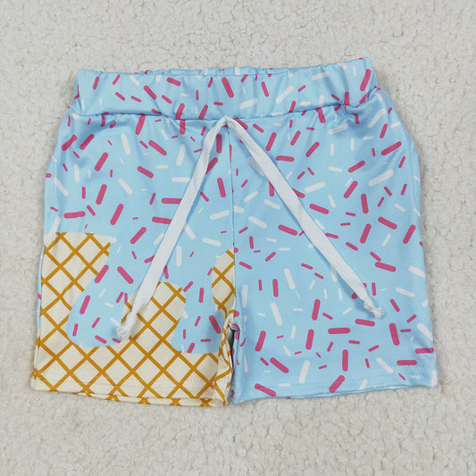SS0609 Blue Sprinkle Print Pockets Boys Bottom Shorts