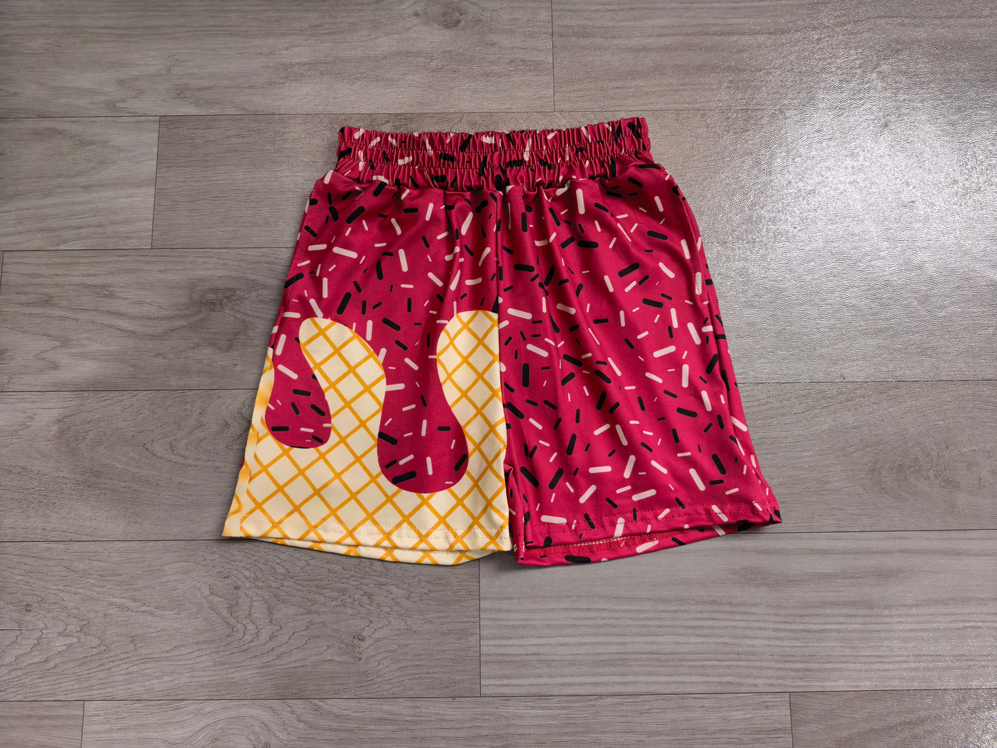Preorder Kids Girls Red Ice Cream Drop Sprinkles Shorts