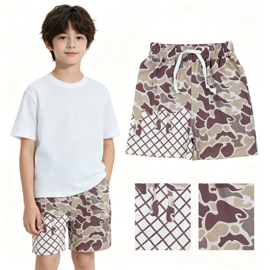 SS0648 Dark Grey Camo Boys Bottom Shorts
