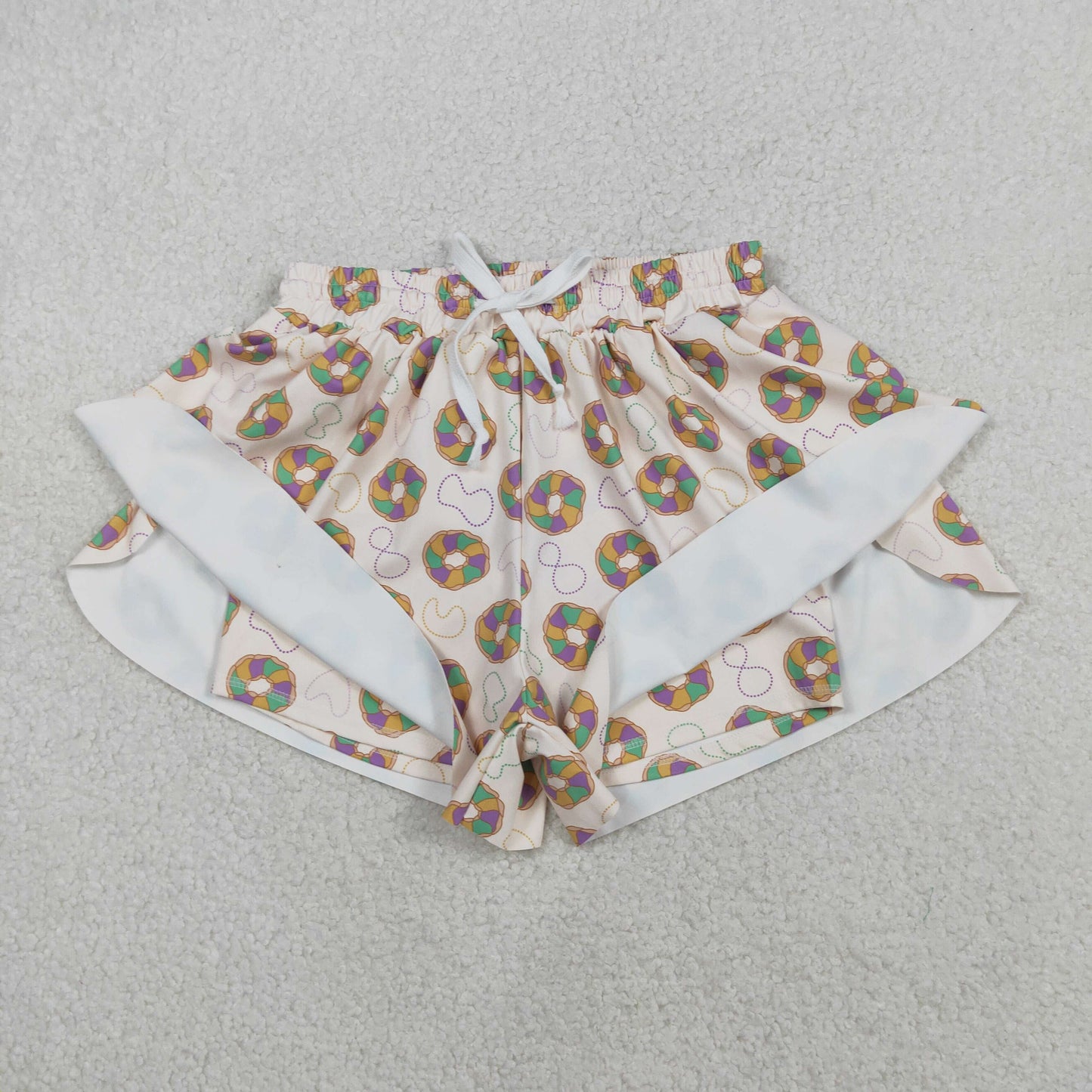 Family Adult Kids Mardigras Donuts Dress Button Polo Shirts Tops Skorts Clothes Set Yoga Shorts