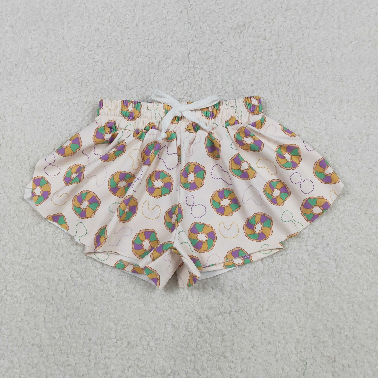Mama and Me Mardigras Donuts Stripe Yoga Active Ruffle Shorts Bottoms