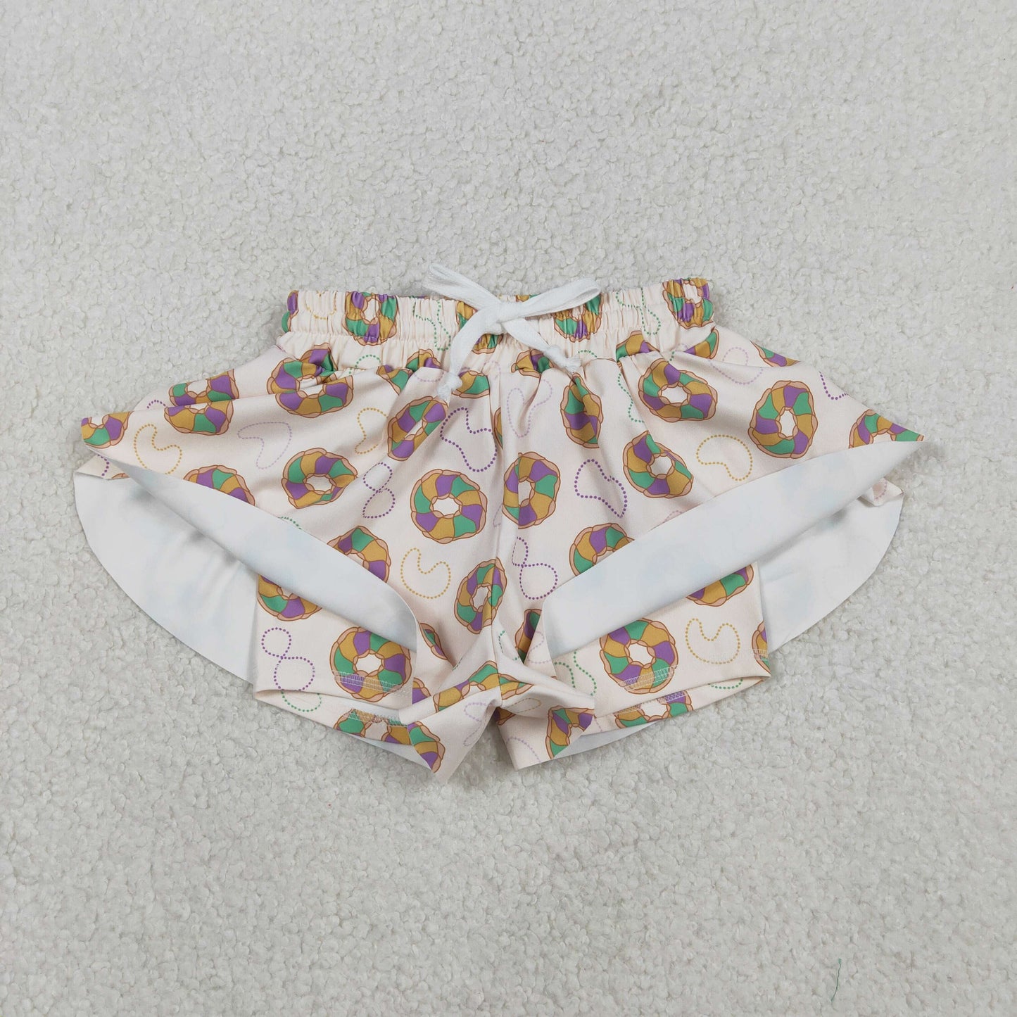 Mama and Me Mardigras Donuts Stripe Yoga Active Ruffle Shorts Bottoms
