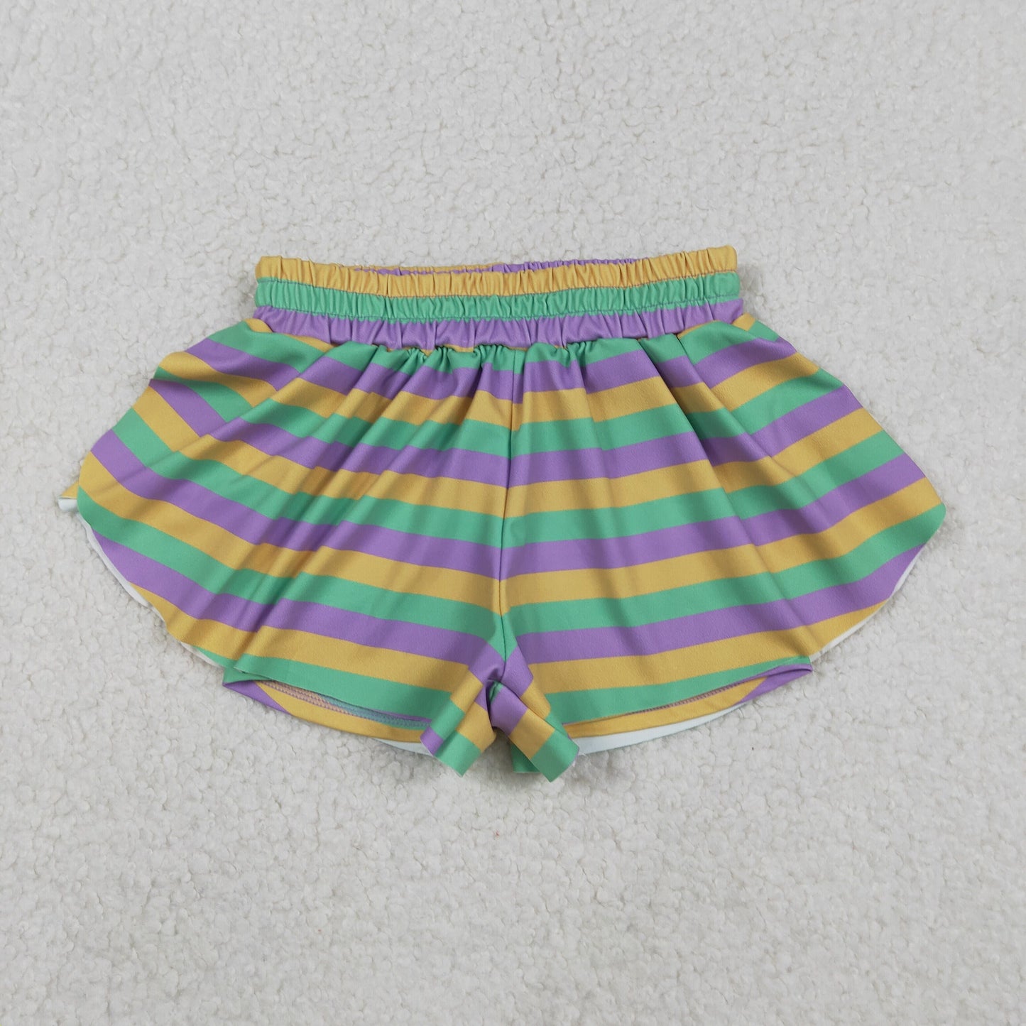 Mama and Me Mardigras Donuts Stripe Yoga Active Ruffle Shorts Bottoms