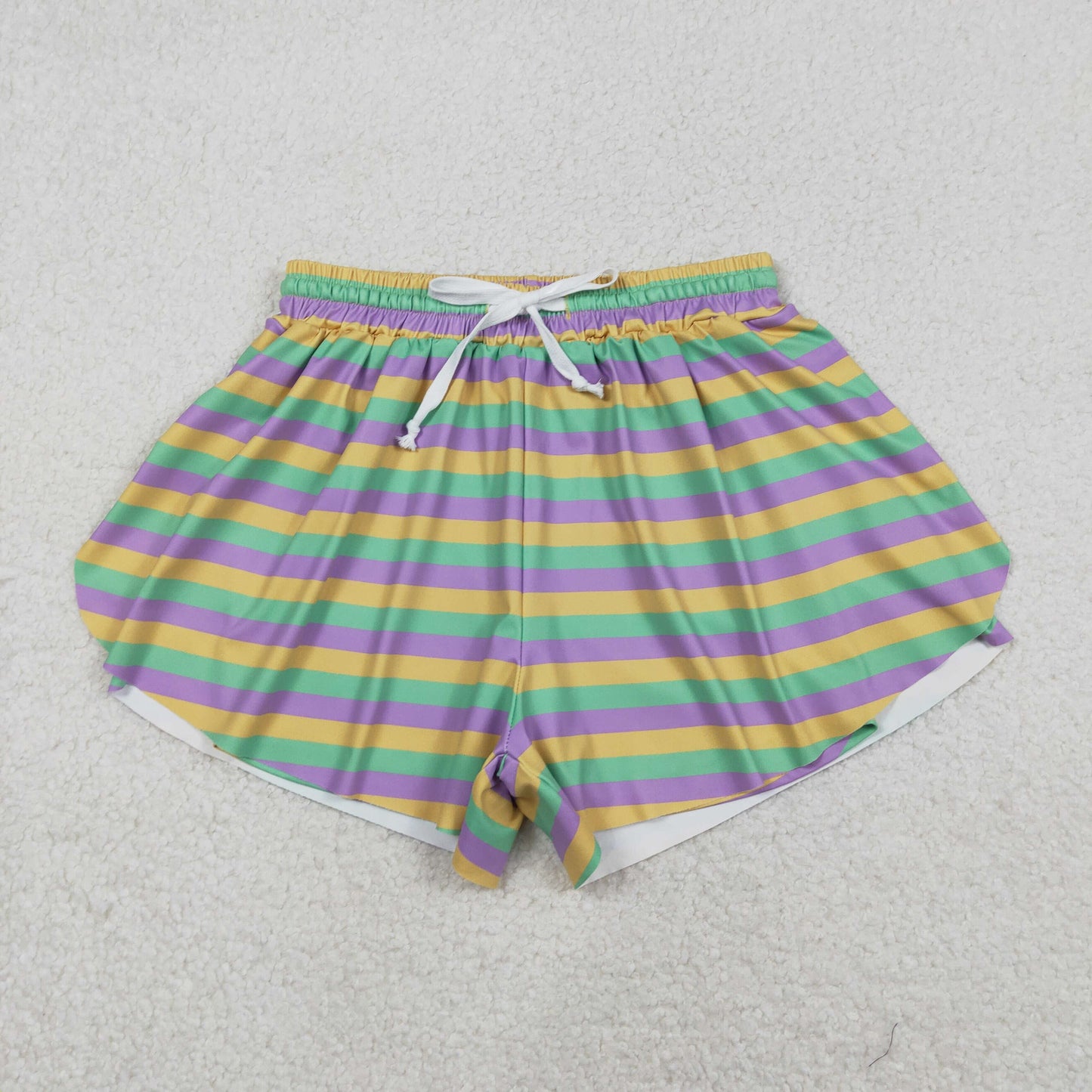 Mama and Me Mardigras Donuts Stripe Yoga Active Ruffle Shorts Bottoms