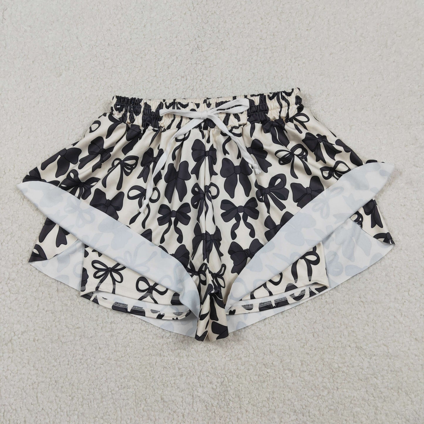 Mama and Me Girls Black Bows Yoga Active Ruffle Shorts Bottom