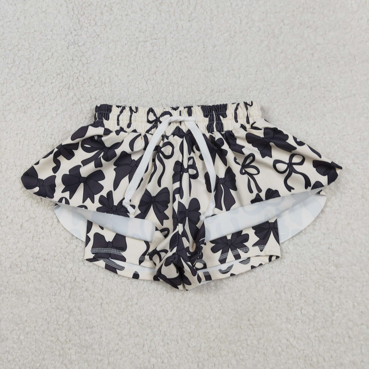 Black Bows Print Mommy and Me Bottom Summer Yoga Flutter Shorts Sibling Wear
