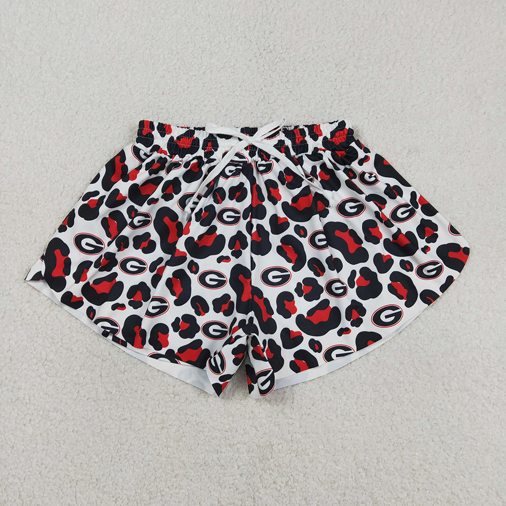 SS0804 Teams Georgia Leopard Print Woman Summer Bottom Yoga Flutter Shorts