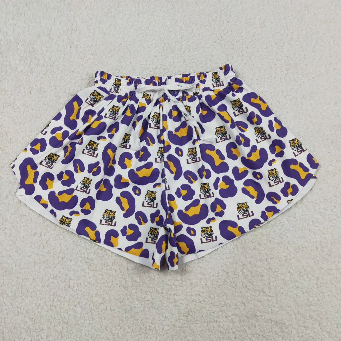 Sibling Mama and Me Kids Bows LSU Tigers Team Clothes Sets Polo Shirt Yoga Active Butterfly Shorts
