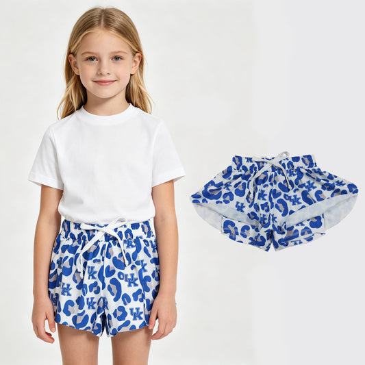 Teams Kentucky Leopard Print Girls Summer Bottom Yoga Flutter Shorts