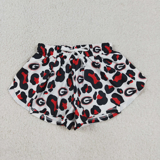 SS0814 Teams Georgia Leopard Print Girls Bottom Summer Yoga Flutter Shorts