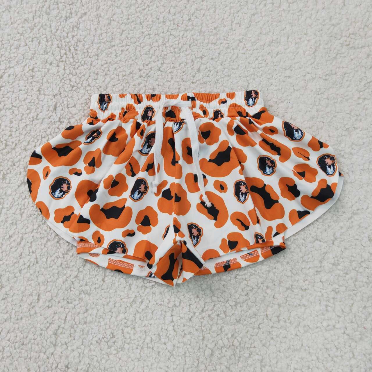 SS0816 Teams Tennessee Leopard Print Girls Summer Bottom Yoga Flutter Shorts