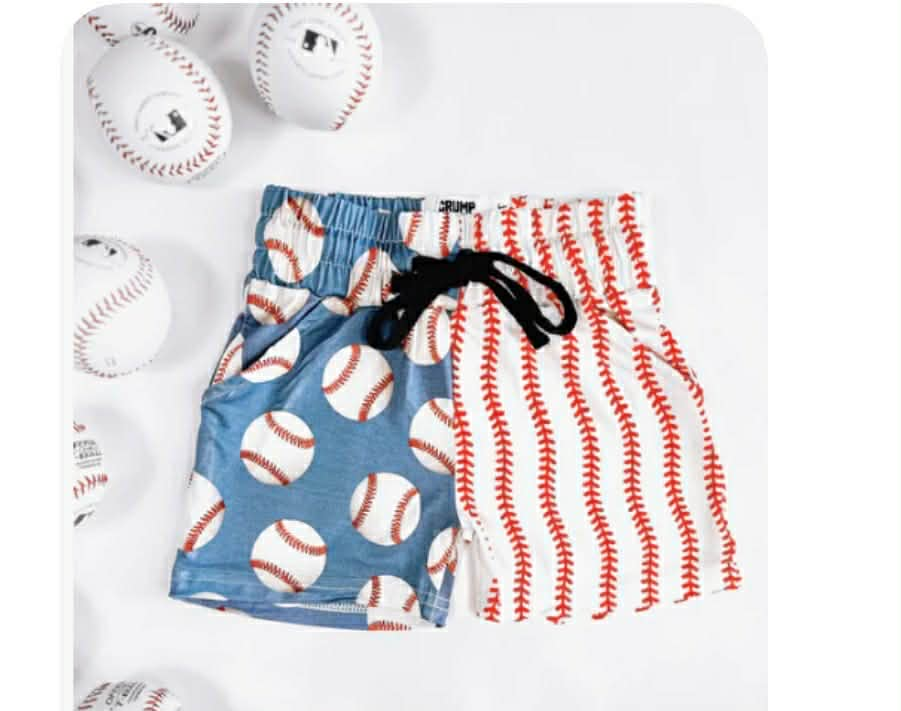 3.17 SS0866 Preorder Baseball Stripes Print Pockets Boys Summer Bottom Shorts