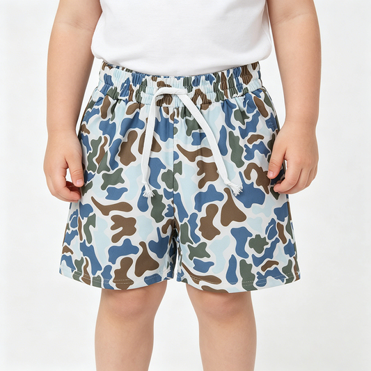 SS0873 Blue Green Brown Camo Boys Summer Bottom Shorts