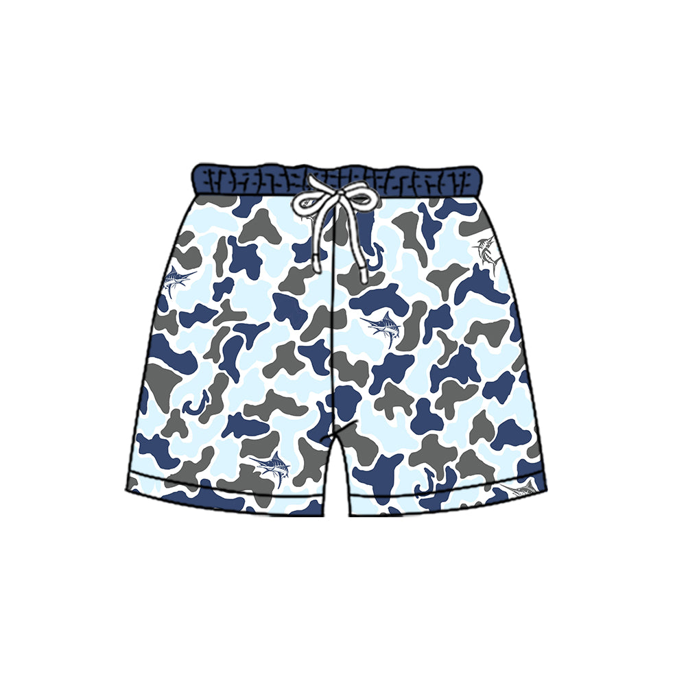 4.8 SS0889 Preorder Fish Navy Blue Camo Print Boys Bottom Shorts