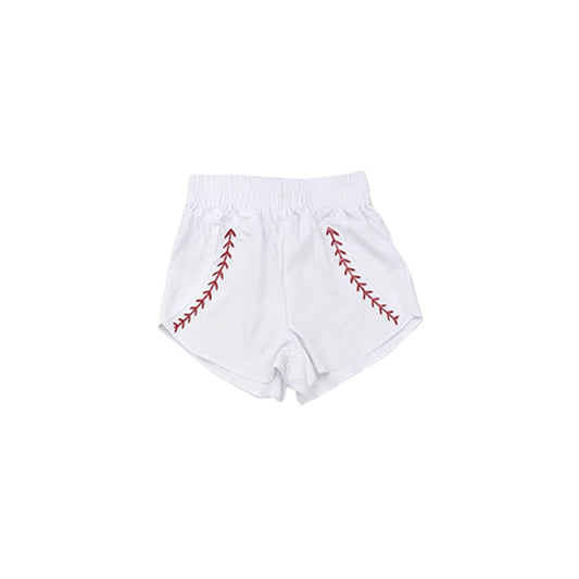 4.23  Kids Girls White Baseball Stitch Shorts Preorder