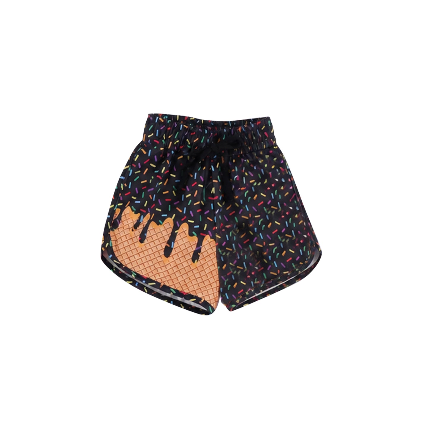 5.5 Kids Black Ice Cream Sprinkle Shorts with Drawstring Preorder