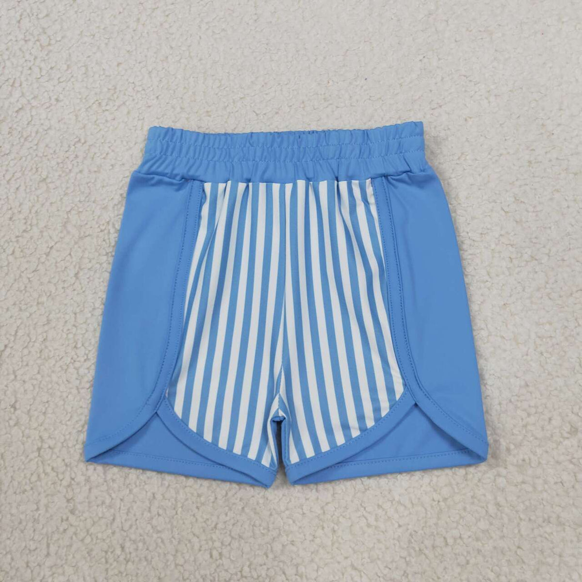 SS0950 Blue Stripes Print Girls Bottom Yoga Shorts