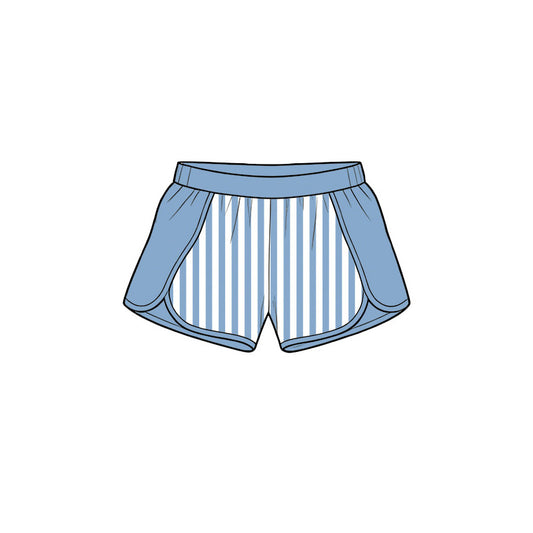 6.19 Preorder SS0954 Blue Stripes Print Girls Bottom Yoga Shorts