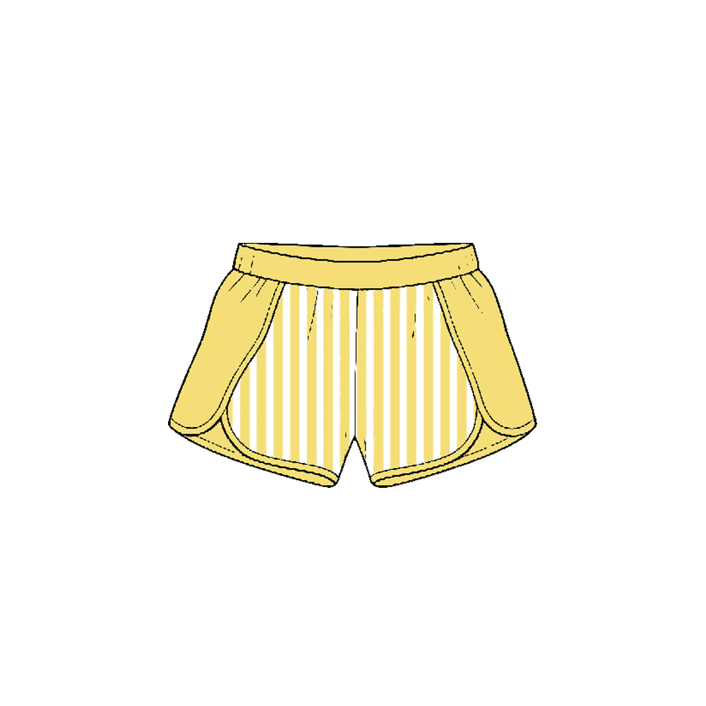 7.21 Preorder SS0965 Yellow Stripes Print Girls Bottom Yoga Shorts