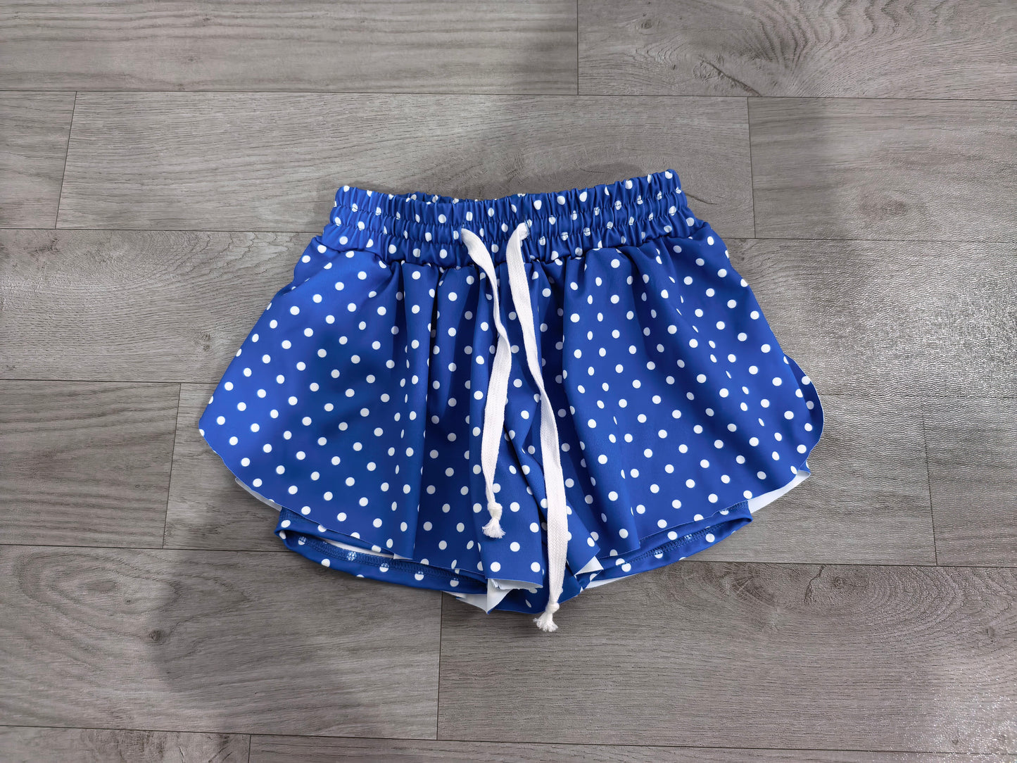 7.24 Preorder SS0966 Blue Dots Print Girls Bottom Yoga Flutter Shorts