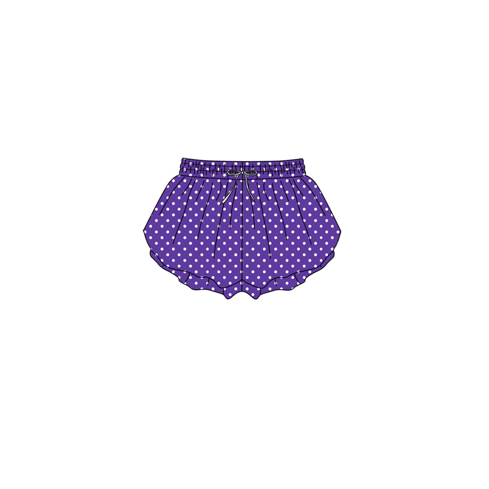 7.24 Preorder SS0971 Purple Dots Print Girls Bottom Yoga Flutter Shorts