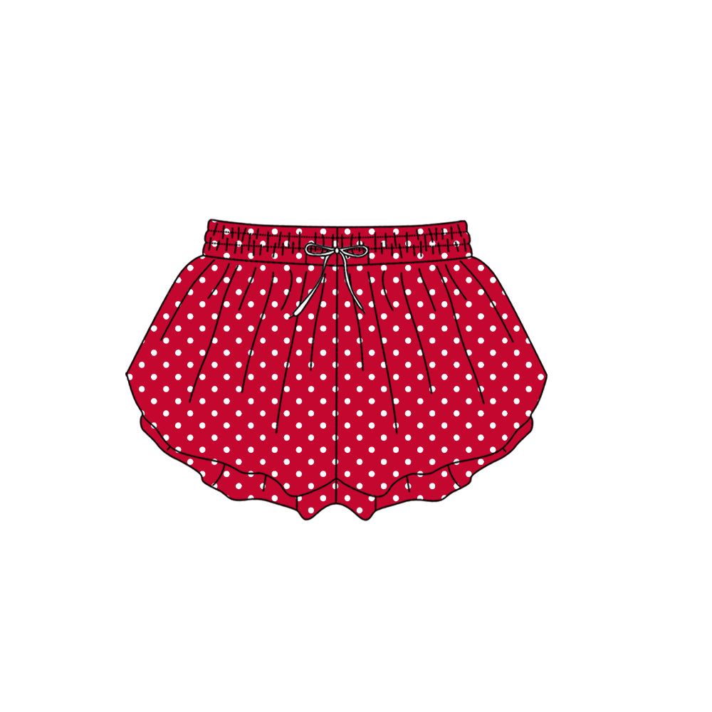 7.24 SS0976 Preorder Wine Dots Print Woman Bottom Yoga Flutter Shorts
