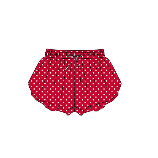 7.24 SS0976 Preorder Wine Dots Print Woman Bottom Yoga Flutter Shorts