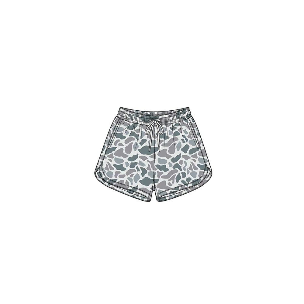 8.1 SS0982 Preorder Grey Camo Print Girls Bottom Yoga Pockets Shorts