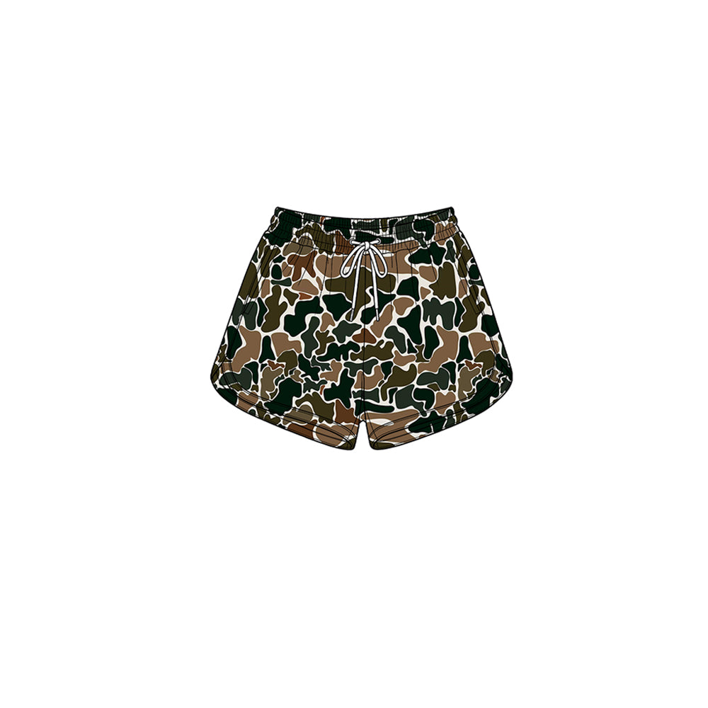 8.1 SS0983 Preorder Brown Camo Print Girls Bottom Yoga Pockets Shorts