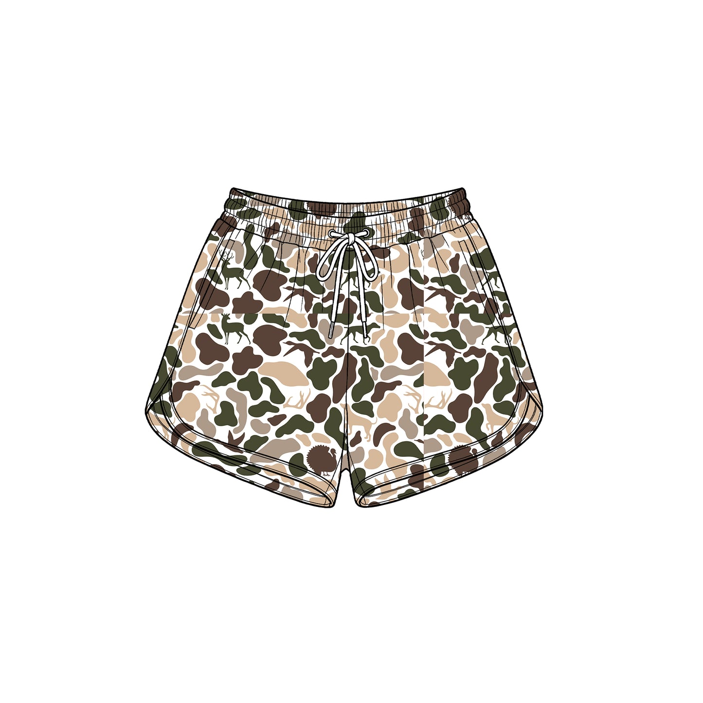 8.1 SS0989 Preorder Adult Brown Khaki Camo Print Woman Bottom Yoga Pockets Shorts