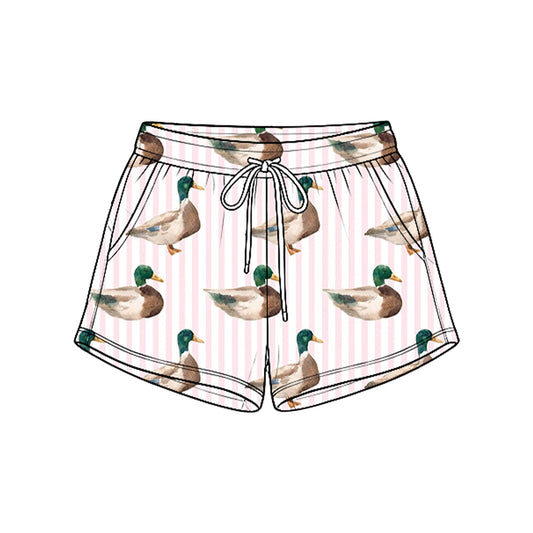 8.25 Preorder SS1003 Duck Pink Stripes Print Pockets Girls Bottom Shorts