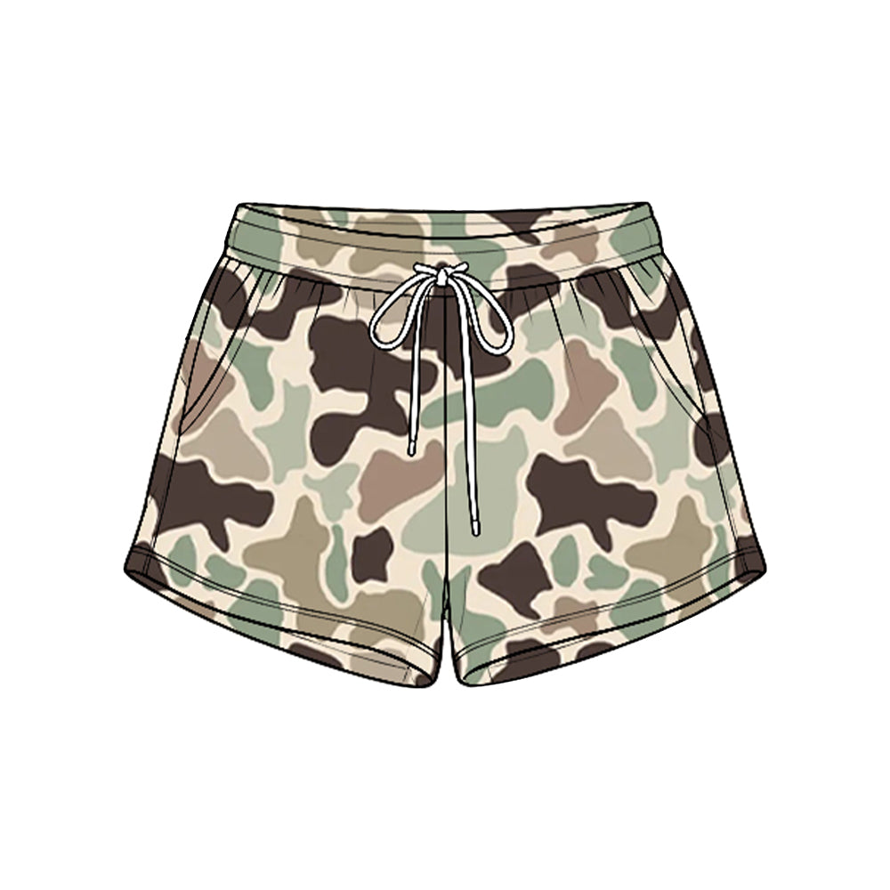8.25  Preorder Green Brown Camo Pocket Shorts