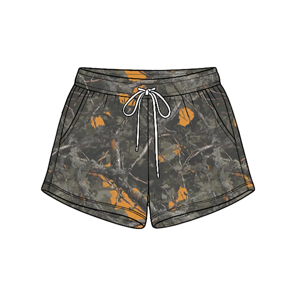 8.25  Preorder Bright Orange Tree Camo Pocket Shorts