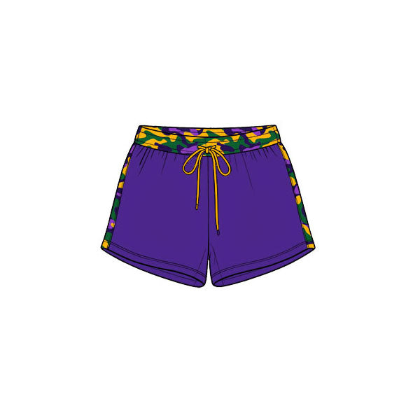10.17 SS1013 Preorder Kids  Boys Mardi Gras Purple camo Shorts